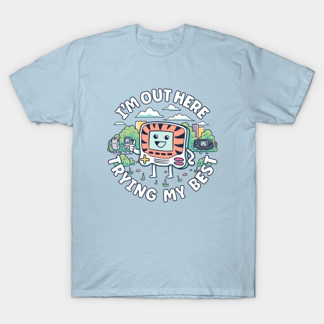 Retro gaming - Trying My Best T-Shirt by aaronsartroom